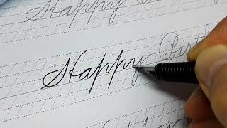 Spencerian script tutorial  write quotHappy birthdayquot [upl. by Carder339]