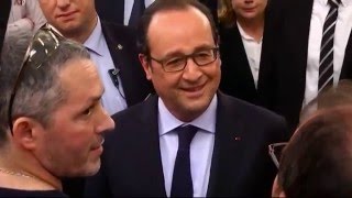 François Hollande chez MK Automotive  quotVous êtes un exemple de réussitequot SablésurSarthe [upl. by Feigin]