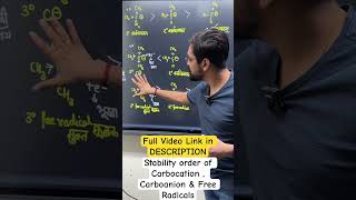 1 min  Stability order of carbocation  carboanion amp Free Radical  ashish singh lectures [upl. by Ahsaelat]