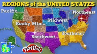 United States Map  Regions of the USA  Learn the States  PlayDoh Map [upl. by Anafetse]