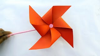 How to make Paper Windmill Easy  Making paper Pinwheel  DIY [upl. by Irakuy19]