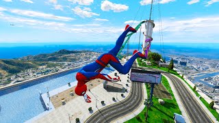 GTA 5 Epic Ragdoll GREEN SPIDERMAN VS RED MINIONVS GREEN HULK Euphoria Physics amp Funny Fails [upl. by Annoed]