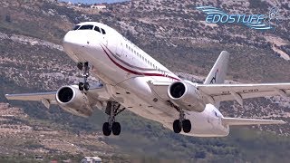 Closeup Sukhoi Superjet SSJ100 Takeoff  Split Airport LDSPSPU [upl. by Kcaj]