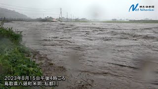 台風7号 鳥取県八頭町私都川・鳥取市河原町千代川 日本海新聞 [upl. by Mozes]