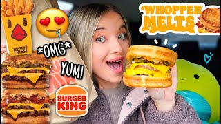 Burger King Mukbang NEW Whopper MELTS Spicy amp Bacon Whopper Melts Chicken Fries Jalapeño Bites [upl. by Peter]