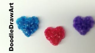 Craft Rainbow Loom Heart Charms easy Step by Step Tutorial [upl. by Noirret963]