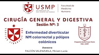 Cirugía GeneralSesión 3Miriam Falcón 2024 I Enfermedad diverticularCáncer colorrectal [upl. by Kessel]