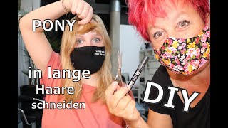 Ponyfransen und Stufen in lange Haare schneiden DIY [upl. by Koeppel]