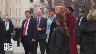 WATCH The Obamas and Bidens depart US Capitol [upl. by Dolley]