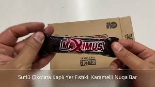 Eti Maximus Sütlü Çikolata Kaplı Yer Fıstıklı Karamelli Nuga Bar 36 gr x 24 Adet [upl. by Fagan391]