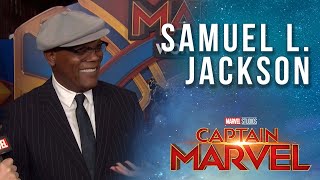 Samuel L Jackson opens up about Young Nick Fury in the MCU  Captain Marvel Red Carpet Interview [upl. by Ahsilav]