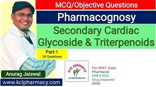 MCQ on cardiac Glycoside amp Triterpenoids  Part1  Pharmacognosy II 5th Sem GPAT NIPER Pharmacist [upl. by Mitchell29]