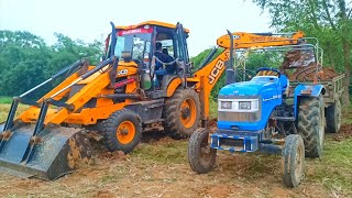 Jcb 3dx Backhoe Loader Machine Loading Stone In Sonalika di 42 RX Tractor  Jcb Tractor Video [upl. by Opportuna295]