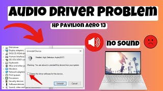 How to Fix Audio problem Hp Pavilion Aero 13  Audio Drivers Not Working [upl. by Bordie]