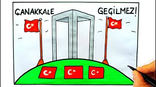 18 Mart Çanakkale Zaferi Resmi Çizimi  Şehitler Anıtı Resmi Çizimi  Çanakkale Zaferi İle Çizimler [upl. by Weinshienk]