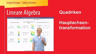 Quadriken Hauptachsentransformation Aufgabe 8212 im LineareAlgebraBuch Kemper Reimers [upl. by Farrel]