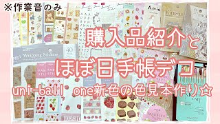 100均、文具屋さん購入品紹介とほぼ日手帳デコ苺の新商品に、uniball one新色の色見本作り☆ [upl. by Nenerb]