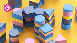 Dynamic Stacked Objects in C4D and XParticles  Cinema 4D Tutorial Free Project [upl. by Assetan]