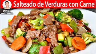 SALTEADO DE VERDURAS CON CARNE  Vicky Receta Facil [upl. by Ahsekam367]