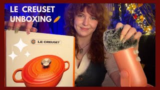 Le creuset unboxing ASMR 🍲 Whisper rambles  box tapping triggers [upl. by Oeniri]