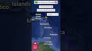 Sao Paulo to Chicago Air route  Real Time Flight  Flight Route Live  Plane Tracker aviation 4k [upl. by Rinee]