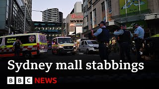 Sydney stabbings Man shot after multiple stabbings at Sydney mall  BBC News [upl. by Ahsemrac]