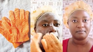 How To EXFOLIATE Your FACE Using BATH GLOVES For a Smooth and Radiant SKIN [upl. by Mapes]