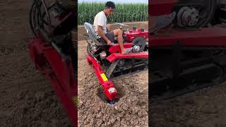 multifunction crawler tractor earth auger planting tree dig holeagriculture farming [upl. by Xet670]