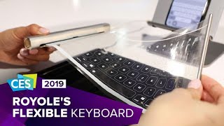 Handson with Royoles flexible keyboard at CES 2019 [upl. by Haldes697]