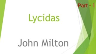 lycidas by John Milton in Tamil  part1 [upl. by Sidoeht373]