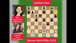 Janelle Frayna beating a Female GM who has 2 Queenswow and how Women World Blitz 2022 [upl. by Anaeerb]