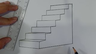 How To Draw Stairs Easy Step By Step With Pencil amp Ruler [upl. by Heigho]