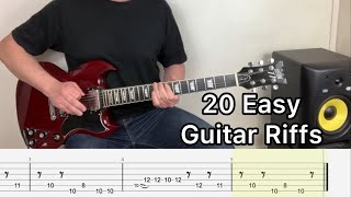 20 Guitar Riffs for Beginners with Tabs [upl. by Nitsug690]