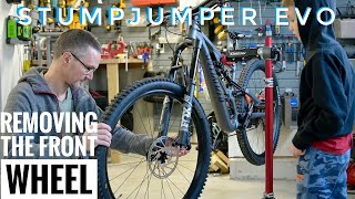 Specialized Stumpjumper Evo Comp Alloy Removing The Front Wheel [upl. by Liahus]