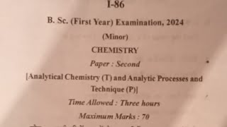 Bsc 1st year exam 2024 minor Chemistry paper second exam bsc [upl. by Mazur836]