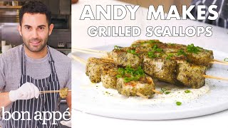 Andy Makes Grilled Scallops  From the Test Kitchen  Bon Appétit [upl. by Aiyram]