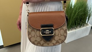 Распаковка сумки COACH Morgan Saddle Bag In Colorblock Signature Canvas goldkhaki multi [upl. by Fitalludba]