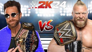 WWE 2K24 LA KNIGHT VS BROCK LESNAR CHAMPION VS CHAMPION WINNER TAKES ALL MATCH [upl. by Rowney154]