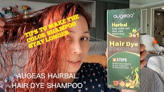 AUGEAS HERBAL HAIR DYE SHAMPOO PART 2 RED WINE COLOR  REVIEWS [upl. by Eseenaj]