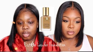 ESTEE LAUDER DOUBLE WEAR FOUNDATION amp REVIEW  FIRST TIME TRYING [upl. by Asirralc]