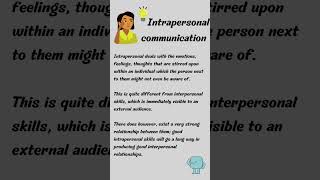 Interpersonal communication vs Intrapersonal communication [upl. by Mosi96]