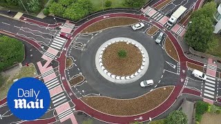 How the UKs first Dutchstyle roundabout for cyclists works [upl. by Cthrine466]