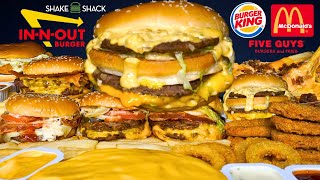 ASMR MUKBANG BURGERS amp FIES  MCDONALDS INNOUT BURGER KING FIVE GUYS SHAKE SHACK  WITH CHEESE [upl. by Chryste]