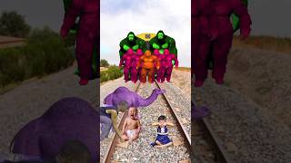 2same colour 3 different color monster babies train man rescue funny vfx video [upl. by Ahsiuq]