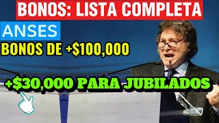 💵LISTA COMPLETA DE BONOS y 💲30000 EXTRAS❗ para Jubilados y Pensionados PNC de ANSES y PAMI😮 [upl. by Auria]