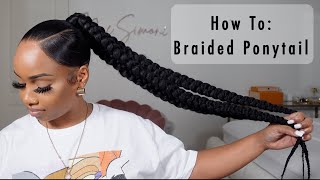 How To Sleek Ponytail With 3 Braids  Beginner Friendly [upl. by Auhso207]