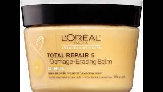 Loreal Total Repair 5 DamageErasing Balm Review [upl. by Aletha565]