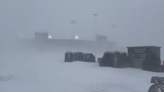 Highmark Stadium blanketed with snow during Sunday storm [upl. by Saerdna]