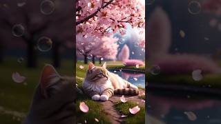 Cherry Blossom Park Cat in flowers 🌺 [upl. by Kerr]