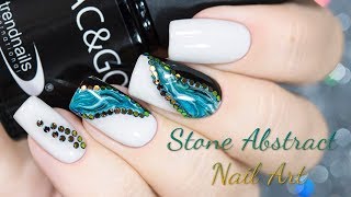 Marble Stone Hand Painted Nail Art  Абстрактный мраморный дизайн ногтей [upl. by Lyndsay944]